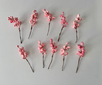 10 Pink Cluster Berry Bunch