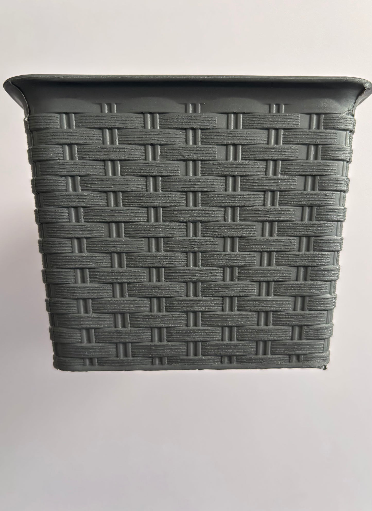 Grey Plastic Woven Planter