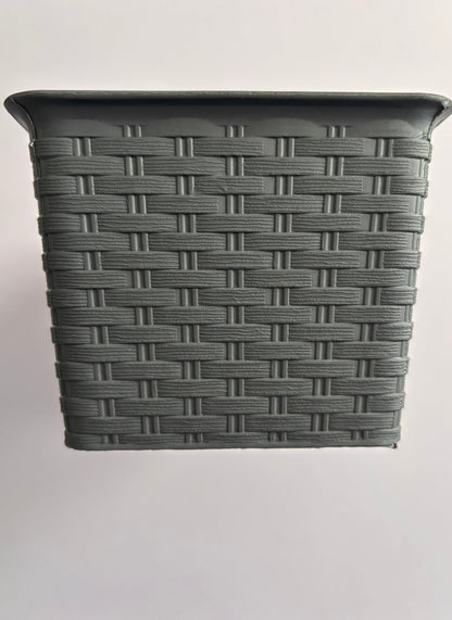 Grey Plastic Woven Planter