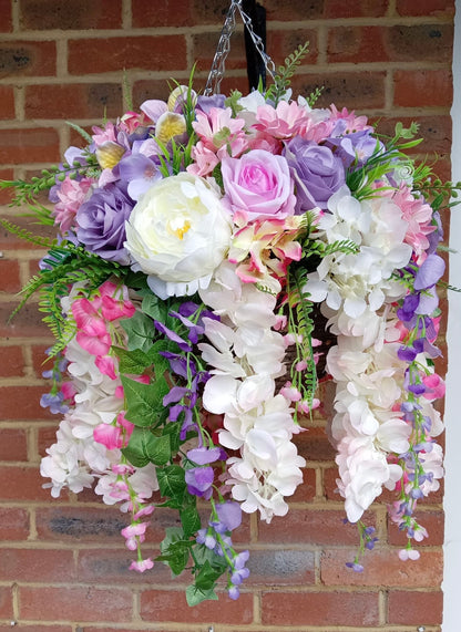 Deluxe Mixed Artificial Floral Hanging Basket