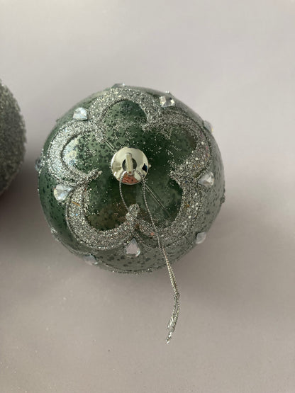 6Pck Silver Mixed Design Christmas Baubles