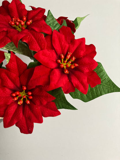 6 Red Poinsettia Soft Touch Bunch