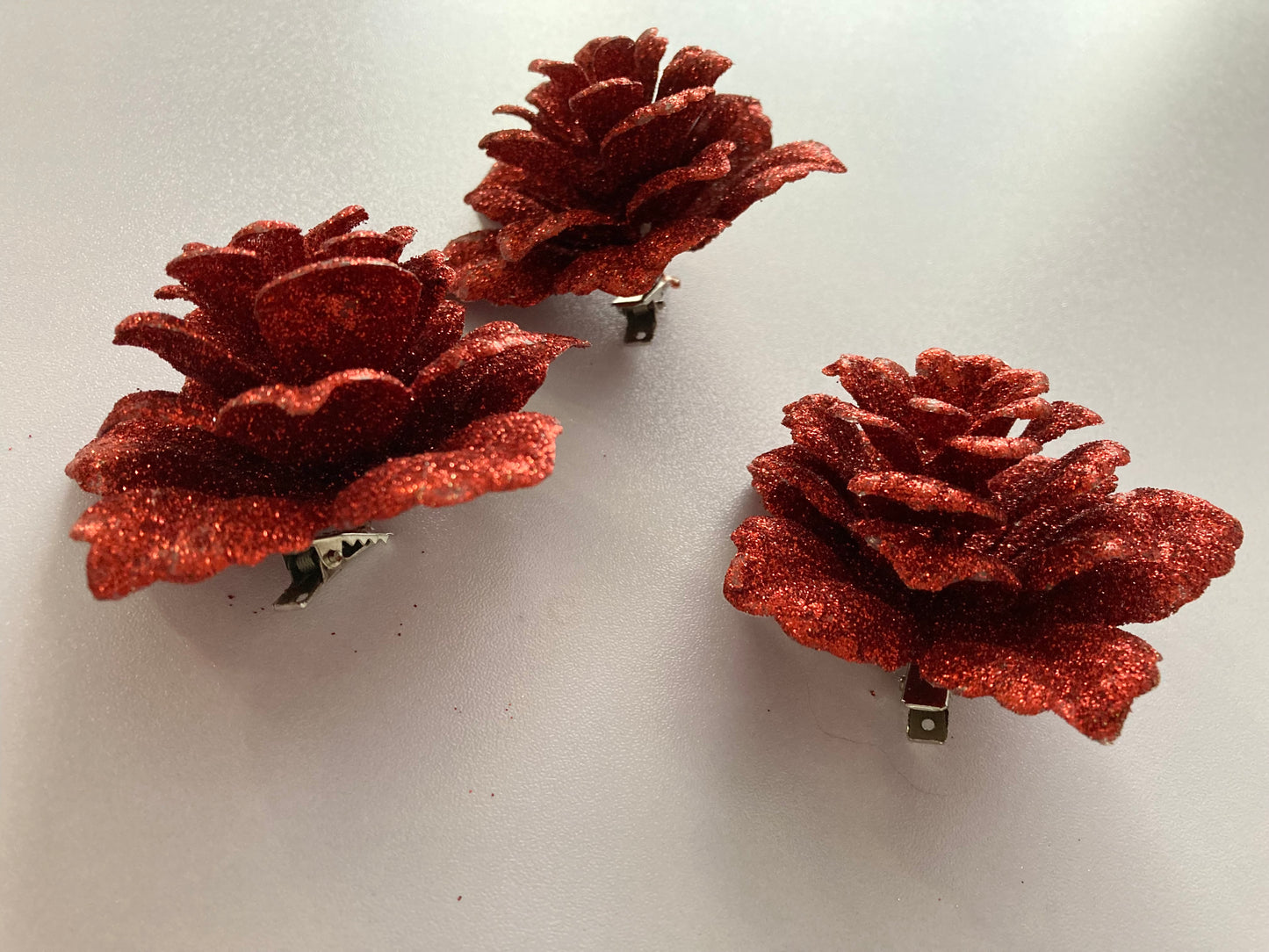 3pk Red Rose Clip