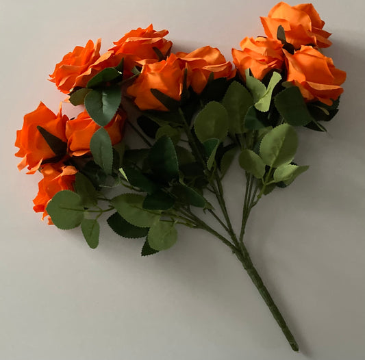 10 Orange Rose Bunch