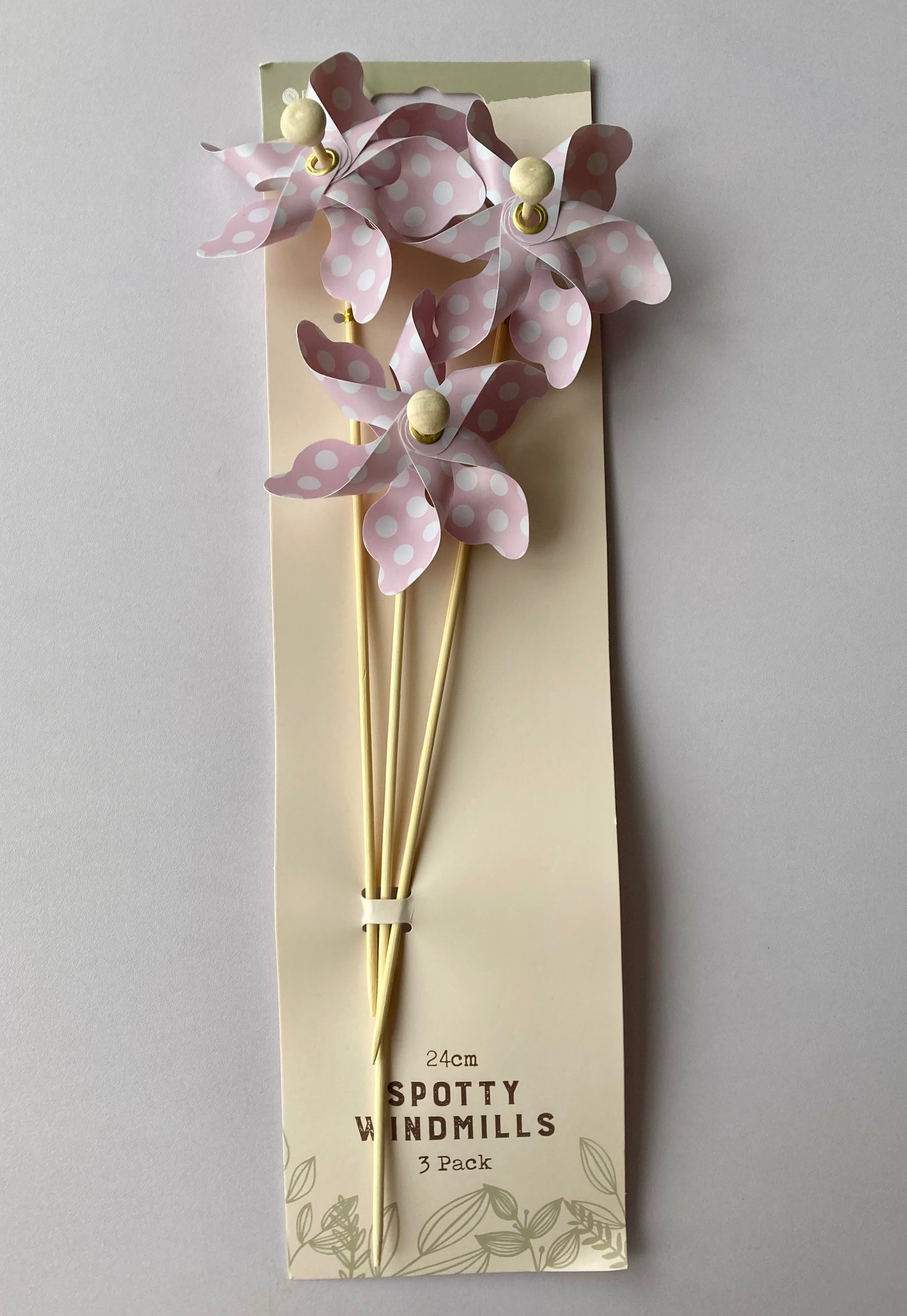 3pk Pink Polka Dot Windmill Picks