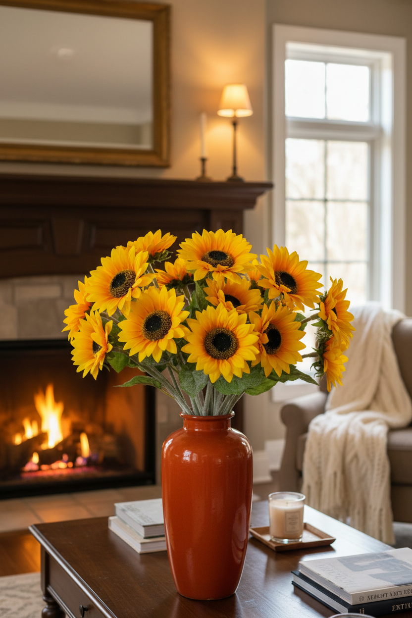 Artificial Sunflower Bunch | 7 Wired Single Stems