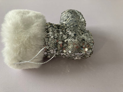 Silver & White Santa Boot Bauble