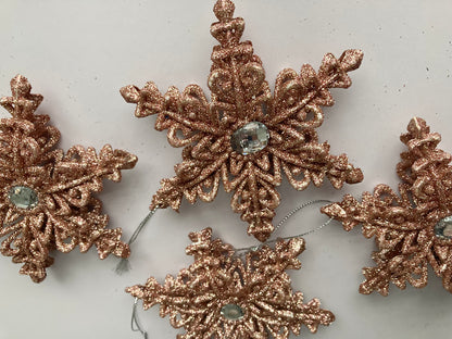 4pk Star Rose Gold Christmas Bauble Decor