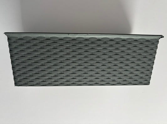 Grey Plastic Woven Planter