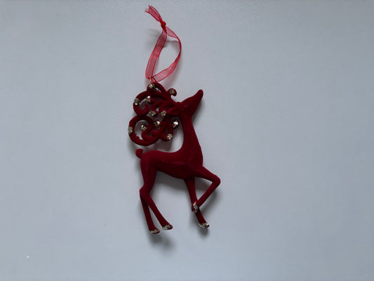 Red Velvet Reindeer Christmas Tree Hanging Decoration