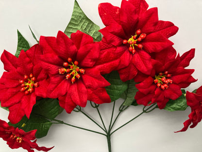 6 Red Poinsettia Soft Touch Bunch