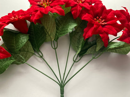 6 Red Poinsettia Soft Touch Bunch
