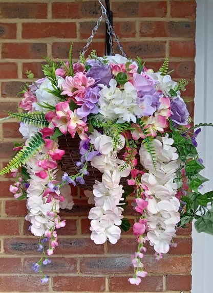 Deluxe Mixed Artificial Floral Hanging Basket