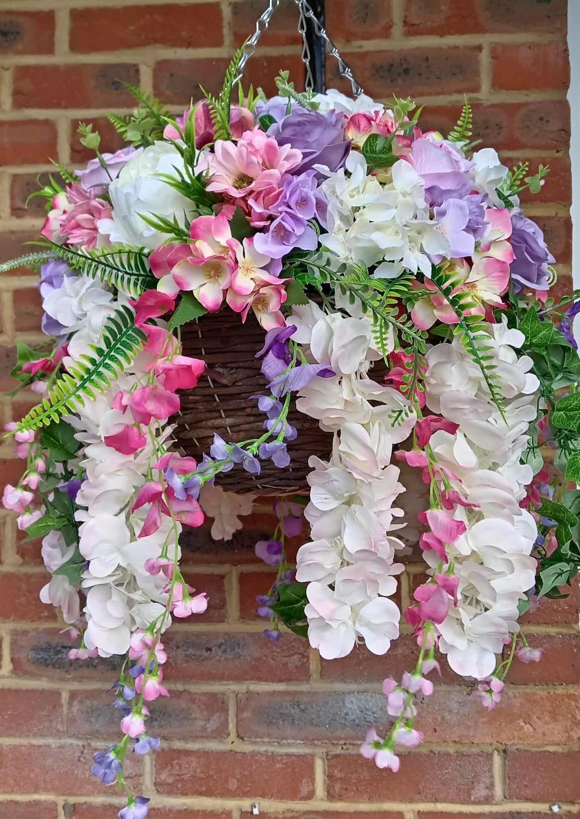 Deluxe Mixed Artificial Floral Hanging Basket