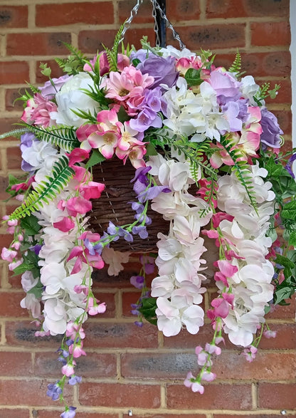 Deluxe Mixed Artificial Floral Hanging Basket