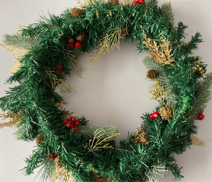 45cm Festive Gold & Red Wreath