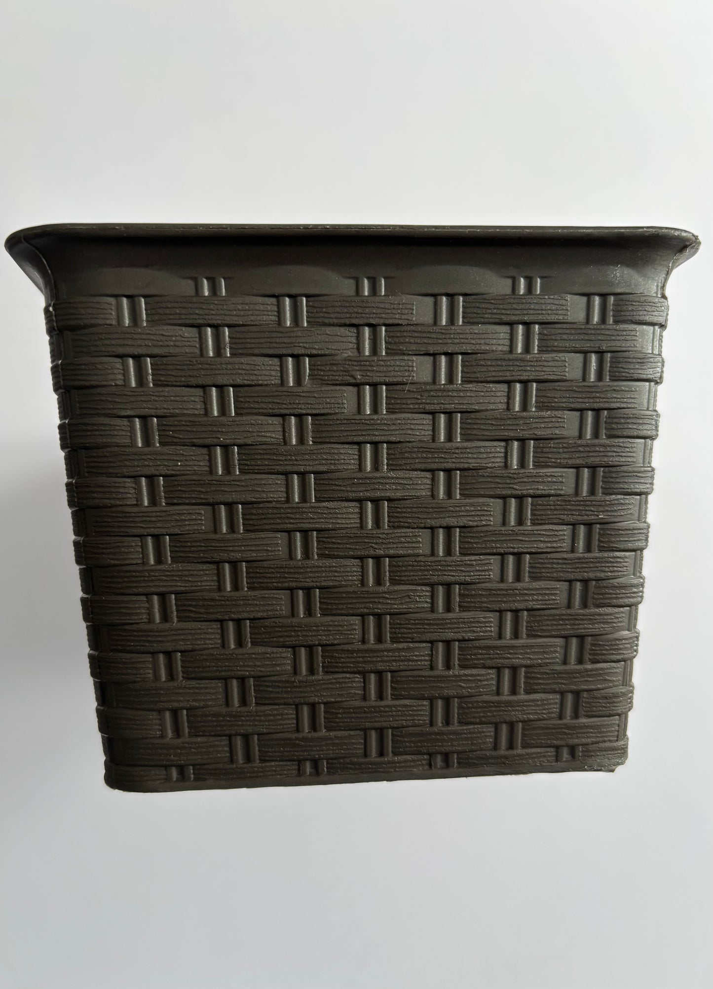 Dark Brown Plastic Woven Planter