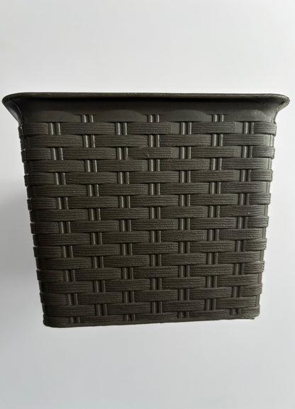 Dark Brown Plastic Woven Planter