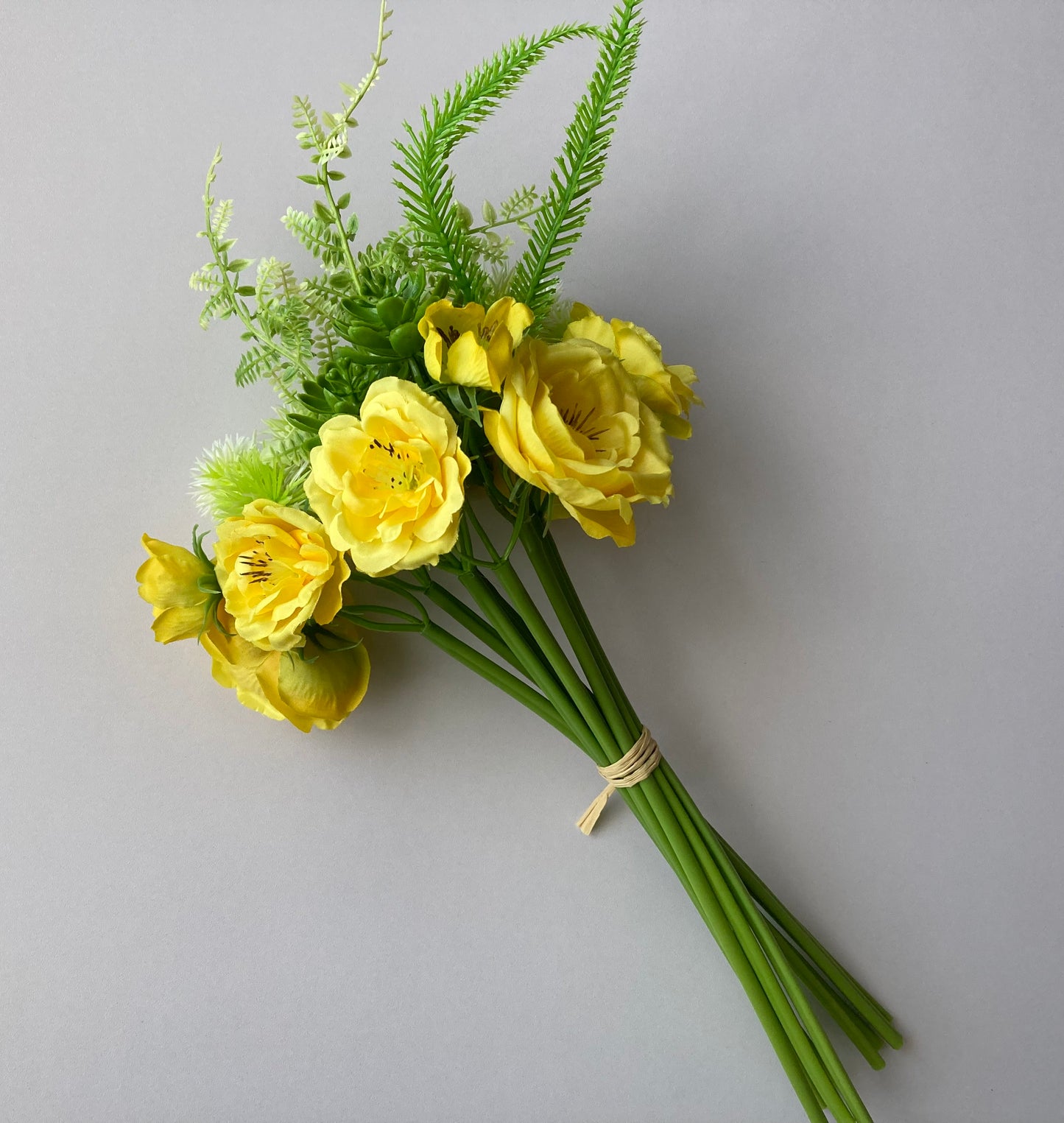 Yellow Camellia & Succulent Bouquet