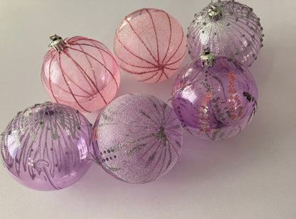 6pck Pink & Purple Christmas Baubles