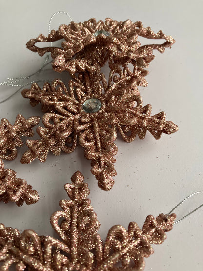 4pk Star Rose Gold Christmas Bauble Decor