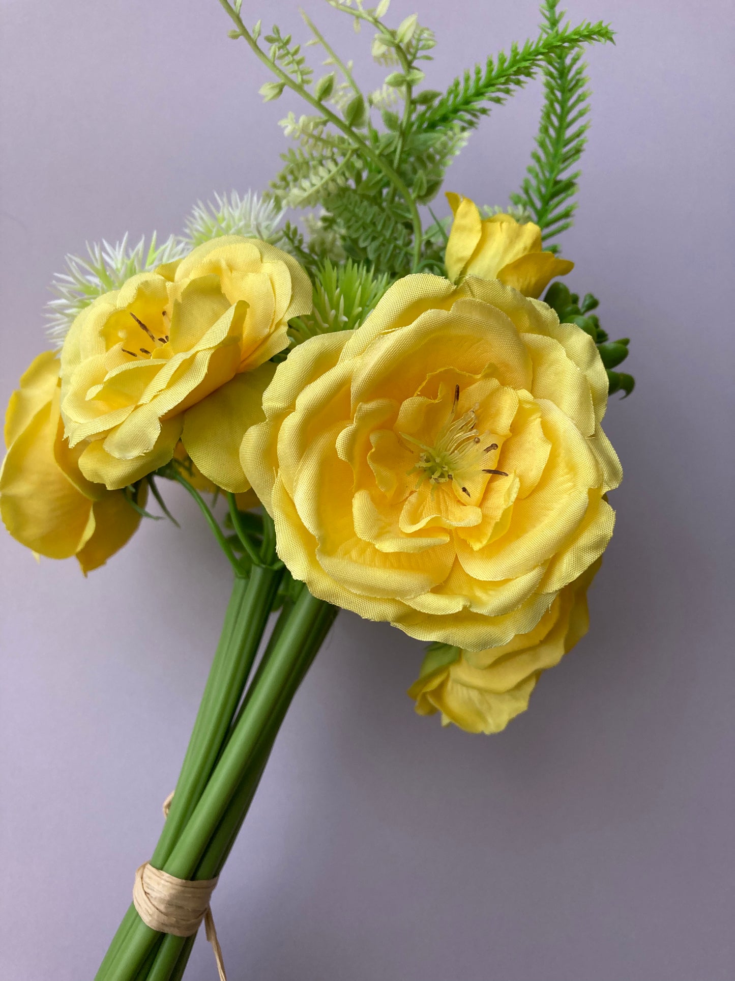 Yellow Camellia & Succulent Bouquet