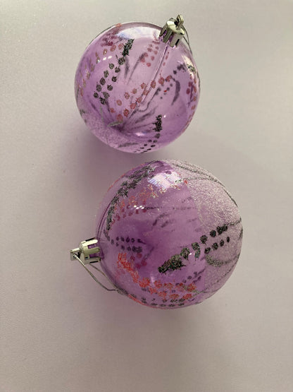 6pck Pink & Purple Christmas Baubles