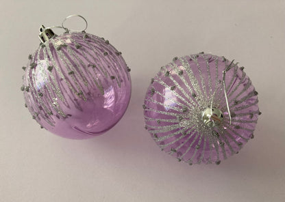 6pck Pink & Purple Christmas Baubles