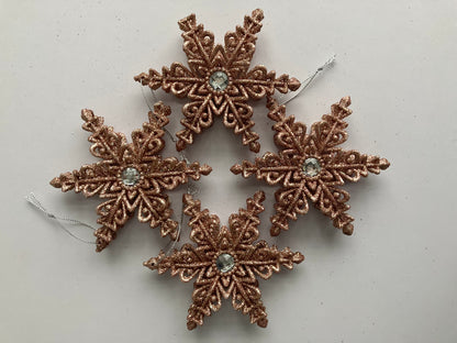 4pk Star Rose Gold Christmas Bauble Decor