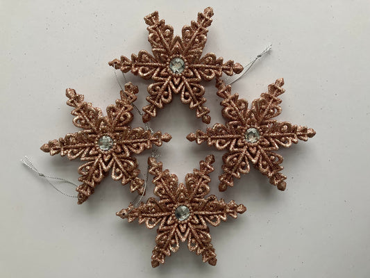 4pk Star Rose Gold Christmas Bauble Decor