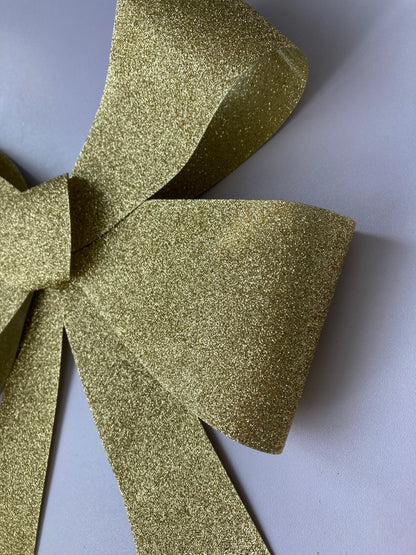 40cm Gold Glittered Decor Bow
