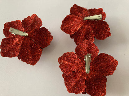3pk Red Rose Clip