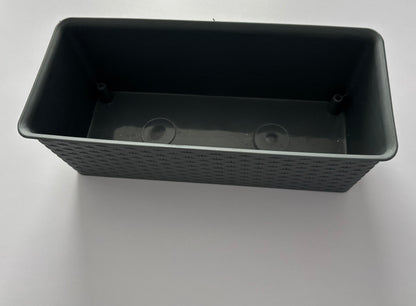 Grey Plastic Woven Planter