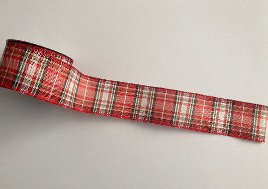10yrds x 63mm Wired Edge Tartan Ribbon