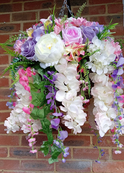Deluxe Mixed Artificial Floral Hanging Basket