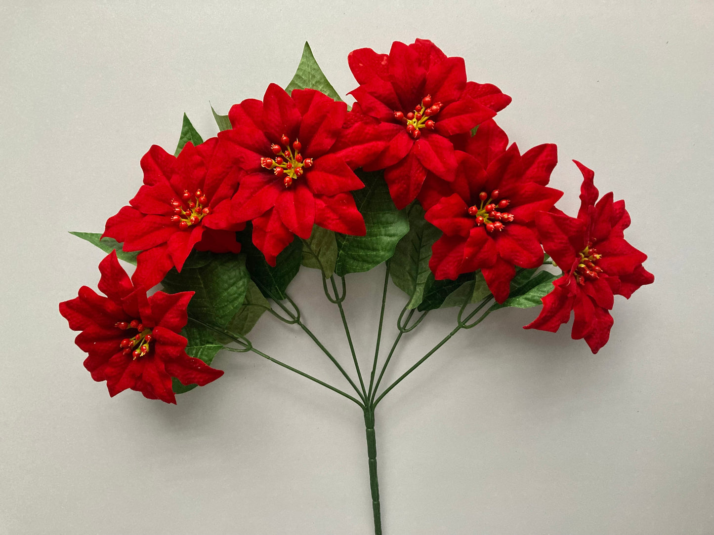 6 Red Poinsettia Soft Touch Bunch