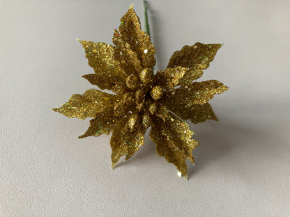 Small Gold Glitter Poinsettia