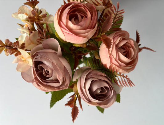Dusky Pink & Purple Ranunculi & Hydrangea Bunch