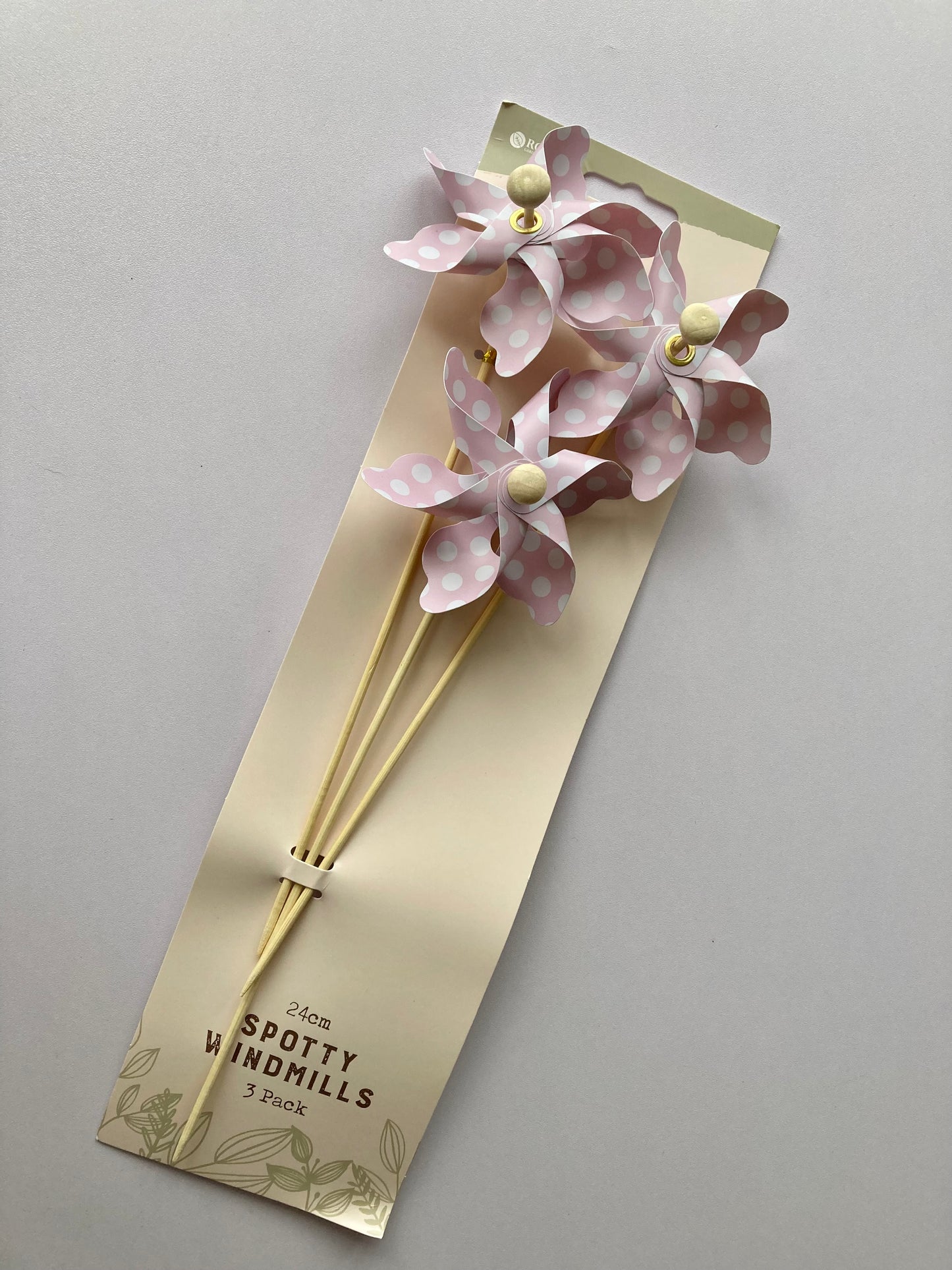 3pk Pink Polka Dot Windmill Picks
