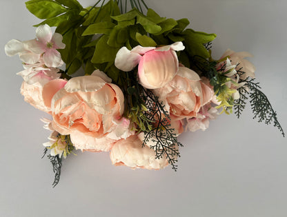 Large Peach Peony & Hydrangea Bunch