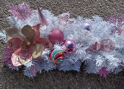 5ft Pink & White Artificial Garland