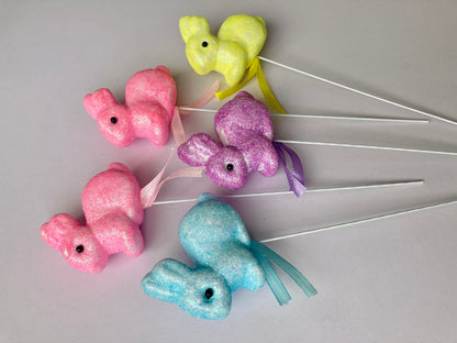 5pk Glitter Colourful Bunny Picks