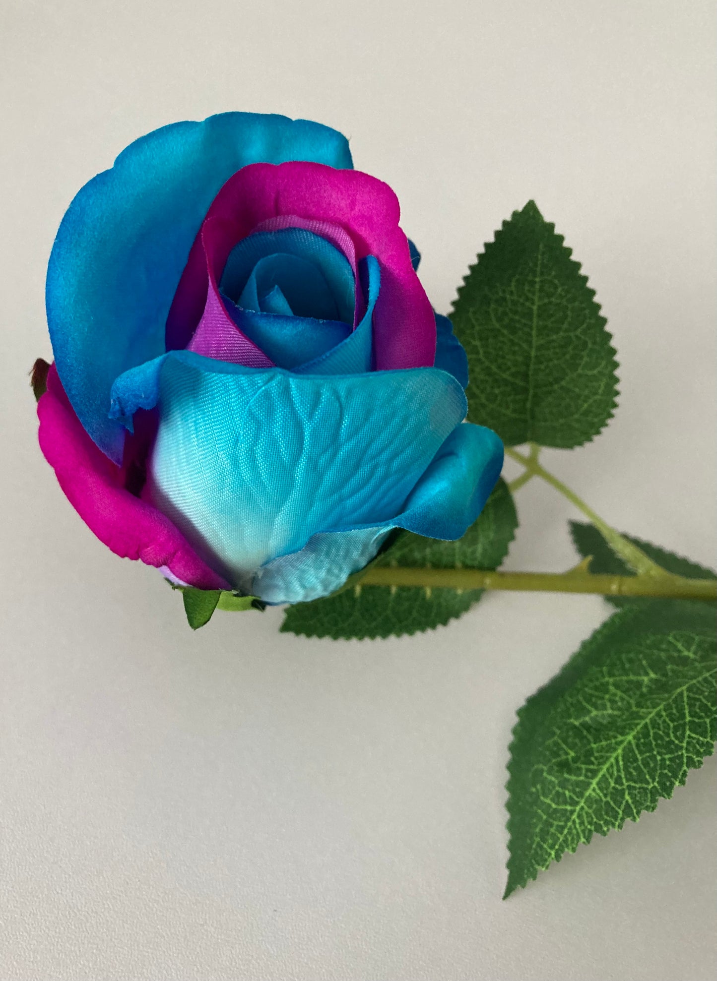 55cm Velvet Blue & Pink Rosebud