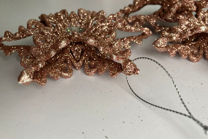 4pk Star Rose Gold Christmas Bauble Decor