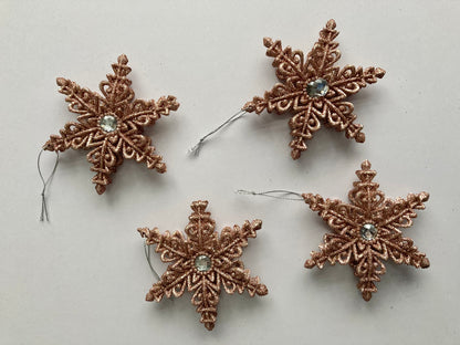 4pk Star Rose Gold Christmas Bauble Decor