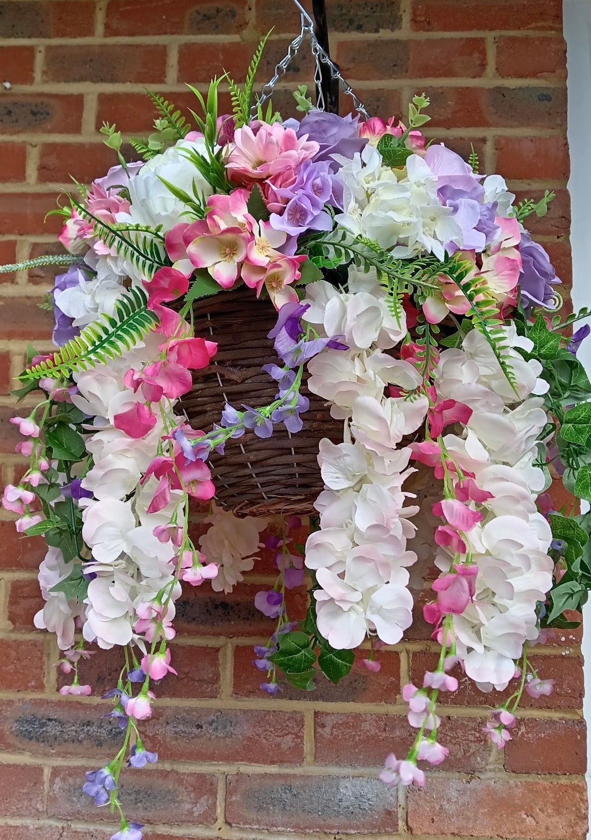 Deluxe Mixed Artificial Floral Hanging Basket