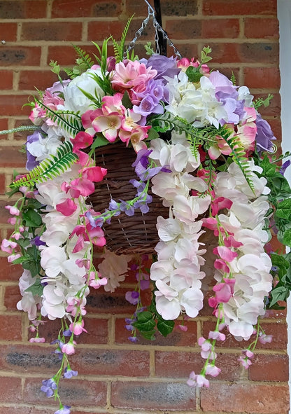 Deluxe Mixed Artificial Floral Hanging Basket
