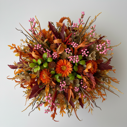 Artificial Pink Berry & Foliage Stems | Bunch of 7