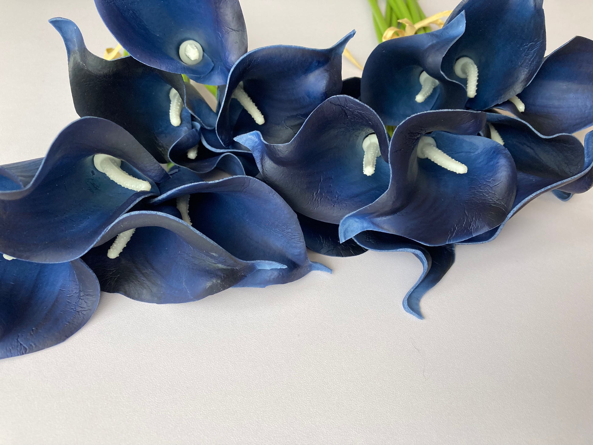 navy blue and white calla lily 5 Navy Real Touch Calla Lily Bunch