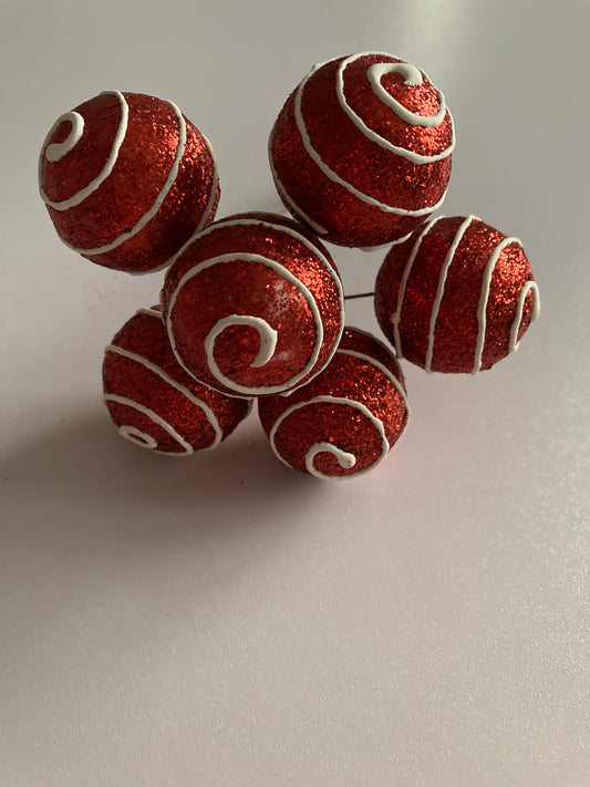 Red Swirl Ball Stems